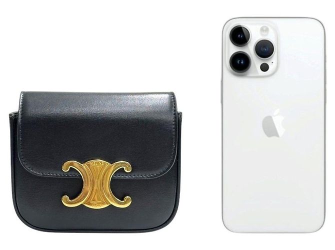 Céline Mini Cloud in vitello lucido nero - vista 3