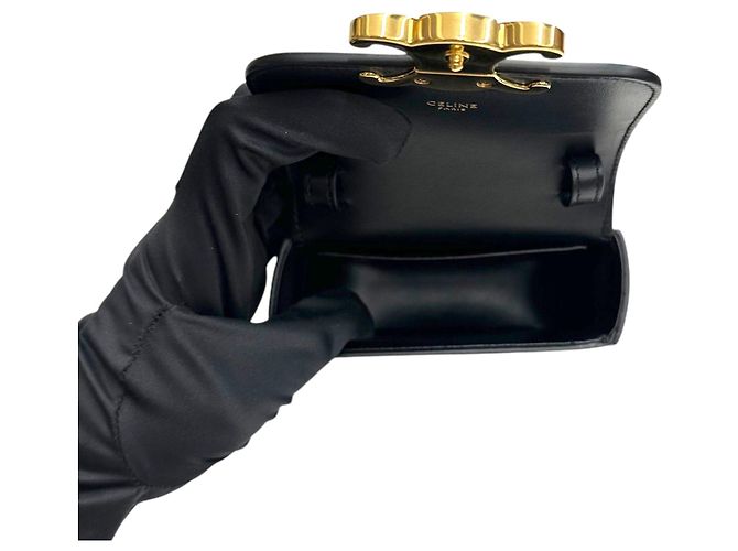 Céline Mini Cloud in vitello lucido nero - vista 7