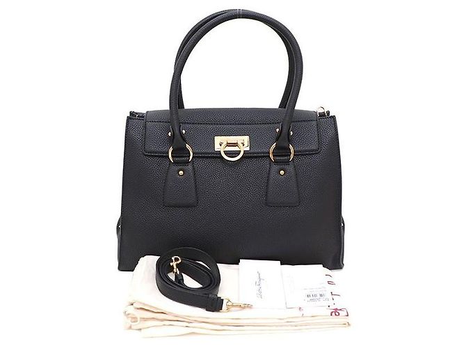 Salvatore Ferragamo Borsa Tote Gancini Medium Borsa a Tracolla Nera - vista 11