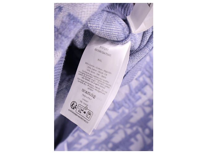 Dior Oblique Jacquard Kurzarm-Strick-T-Shirt in Blau - Ansicht 10