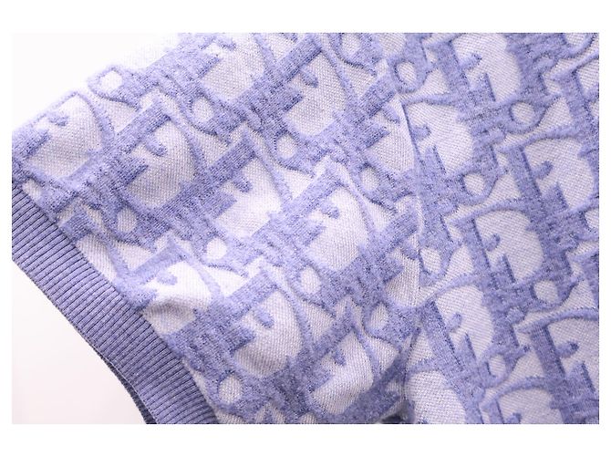 Dior Oblique Jacquard Kurzarm-Strick-T-Shirt in Blau - Ansicht 3