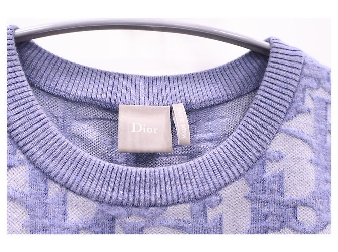 Dior Oblique Jacquard Kurzarm-Strick-T-Shirt in Blau - Ansicht 4