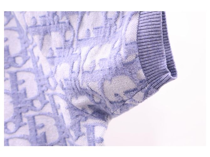 Dior Oblique Jacquard Kurzarm-Strick-T-Shirt in Blau - Ansicht 5