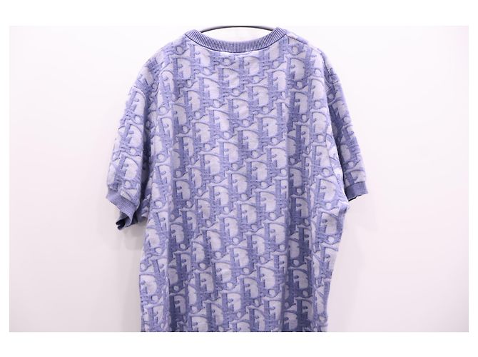 Dior Oblique Jacquard Kurzarm-Strick-T-Shirt in Blau - Ansicht 7