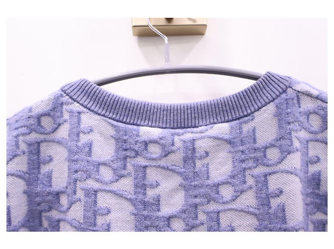 Dior Oblique Jacquard Kurzarm-Strick-T-Shirt in Blau - Ansicht 9