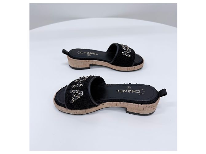 Chanel Sandali pantofole in tweed da donna Nero - vista 5