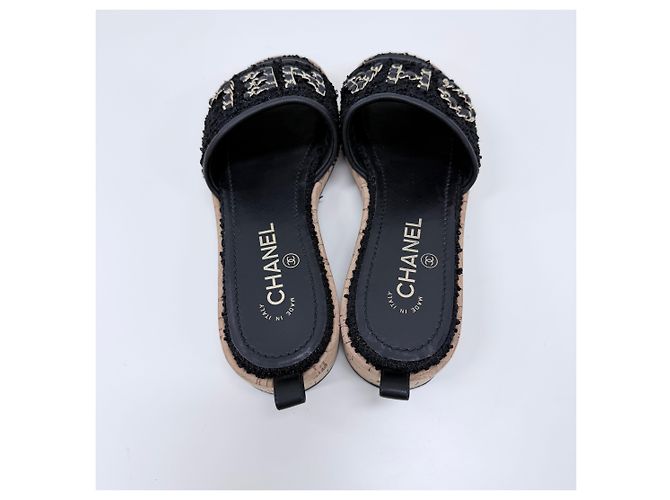 Chanel Sandali pantofole in tweed da donna Nero - vista 7