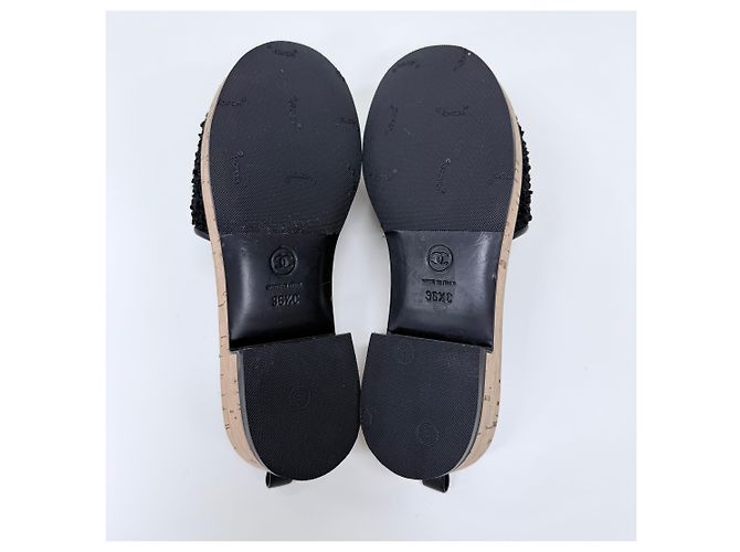 Chanel Sandali pantofole in tweed da donna Nero - vista 8