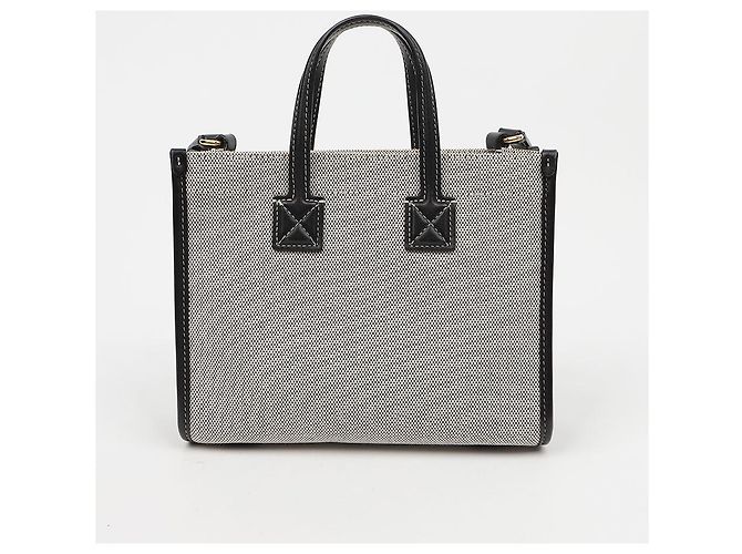 Burberry Freya Mini Two-Tone Canvas Leather Tote Bag Schwarz - Ansicht 4