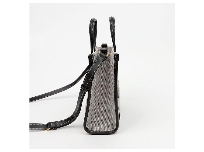 Burberry Freya Mini Two-Tone Canvas Leather Tote Bag Schwarz - Ansicht 6