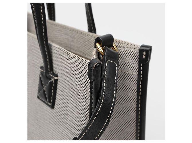 Burberry Freya Mini Two-Tone Canvas Leather Tote Bag Schwarz - Ansicht 7