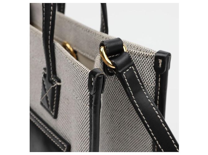 Burberry Freya Mini Two-Tone Canvas Leather Tote Bag Schwarz - Ansicht 8