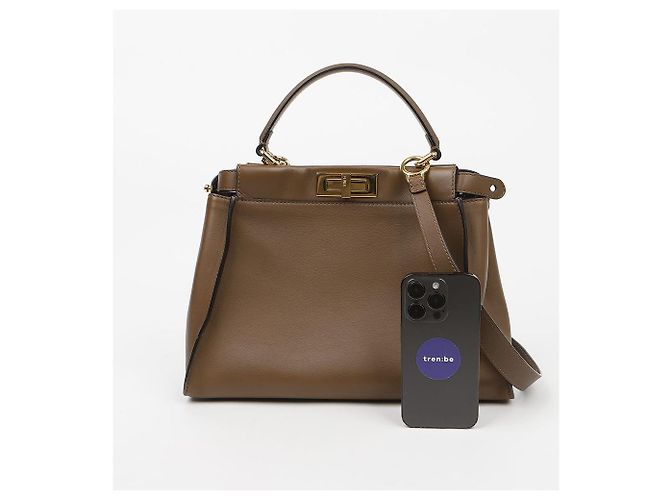 Fendi Borsa a Tracolla Tote Peekaboo Medium Marrone - vista 10