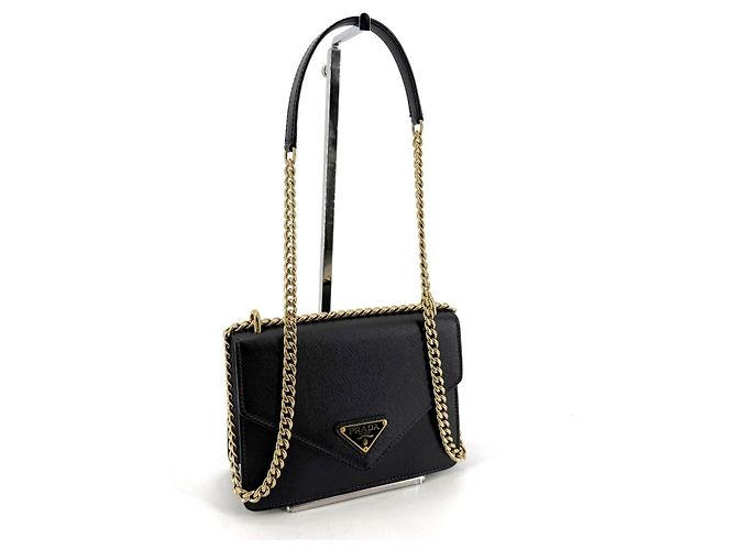 Prada Borsa a tracolla a busta con catena in Saffiano - vista 2
