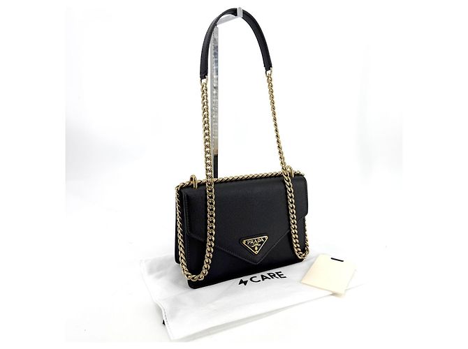 Prada Borsa a tracolla a busta con catena in Saffiano - vista 9