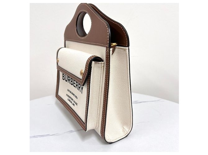 Burberry Borsa a Tracolla da Donna Mini Canvas Pocket - vista 5