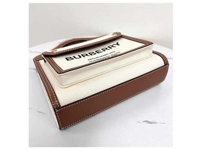 Burberry Borsa a Tracolla da Donna Mini Canvas Pocket - vista 6