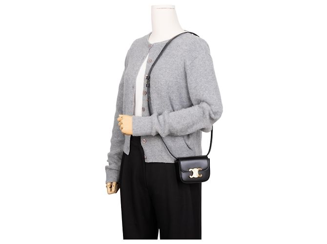 Céline Mini Claude en piel de becerro brillante negra - vista 10