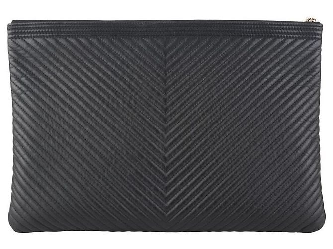 Chanel Clutch Chevron Gold Boy Large - vista 3