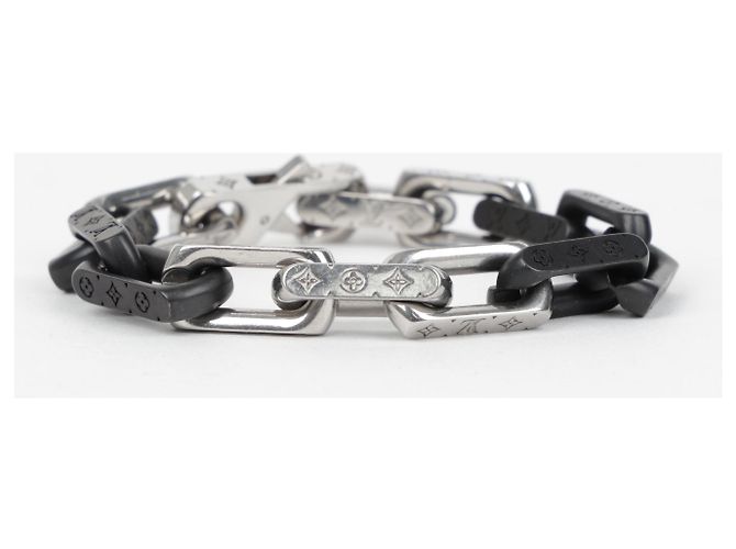 Louis Vuitton Bracciale a catena Monogram Nero Argento - vista 2