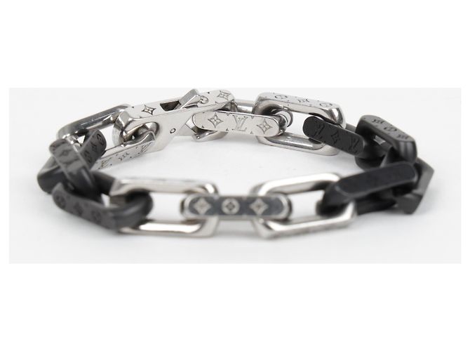 Louis Vuitton Bracciale a catena Monogram Nero Argento - vista 3