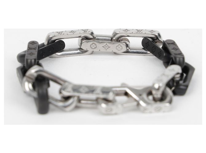 Louis Vuitton Bracciale a catena Monogram Nero Argento - vista 4