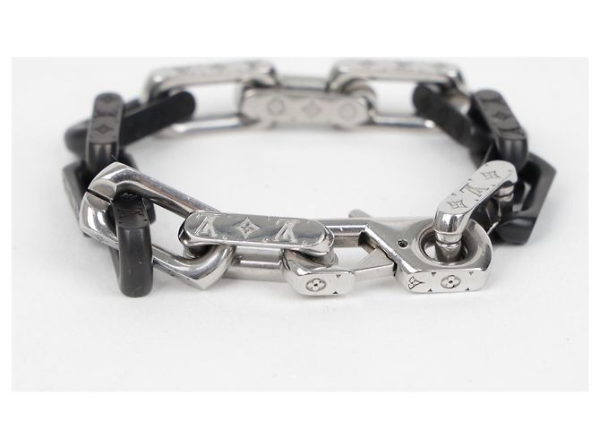 Louis Vuitton Bracciale a catena Monogram Nero Argento - vista 5