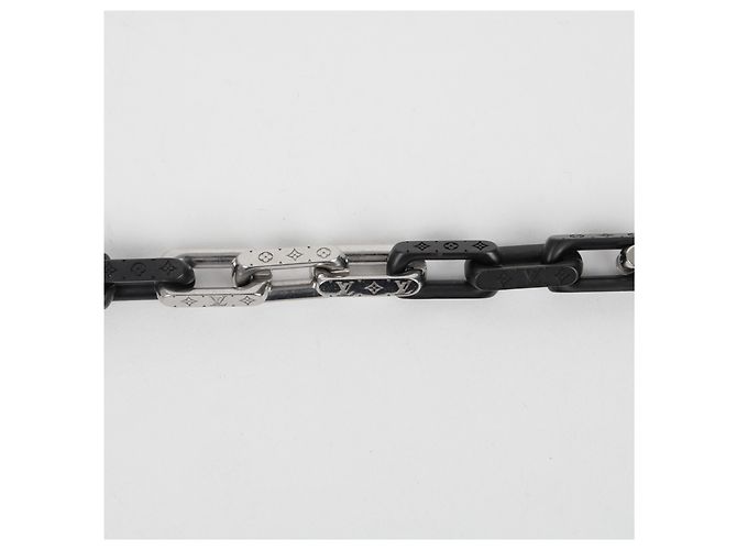 Louis Vuitton Bracciale a catena Monogram Nero Argento - vista 7