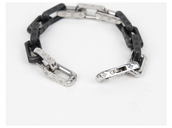 Louis Vuitton Bracciale a catena Monogram Nero Argento - vista 9