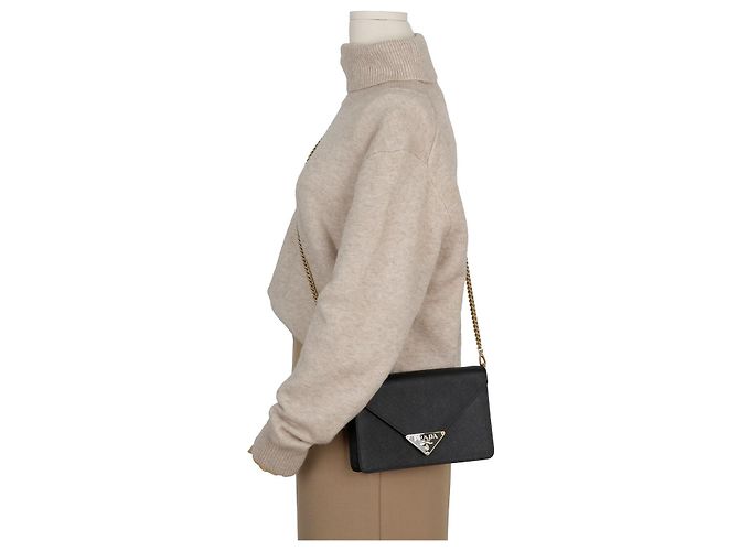 Prada Borsa a tracolla e spalla con logo Triangle e catena - vista 12