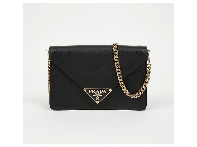 Prada Borsa a tracolla e spalla con logo Triangle e catena - vista 2