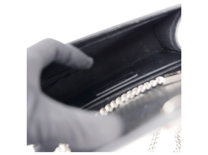 Autre Marque Picca borsa a tracolla in pelle con catena Nera - vista 10