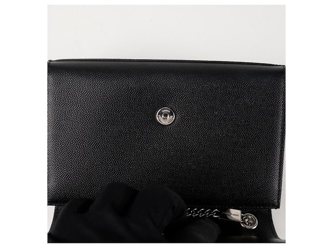 Autre Marque Picca borsa a tracolla in pelle con catena Nera - vista 8