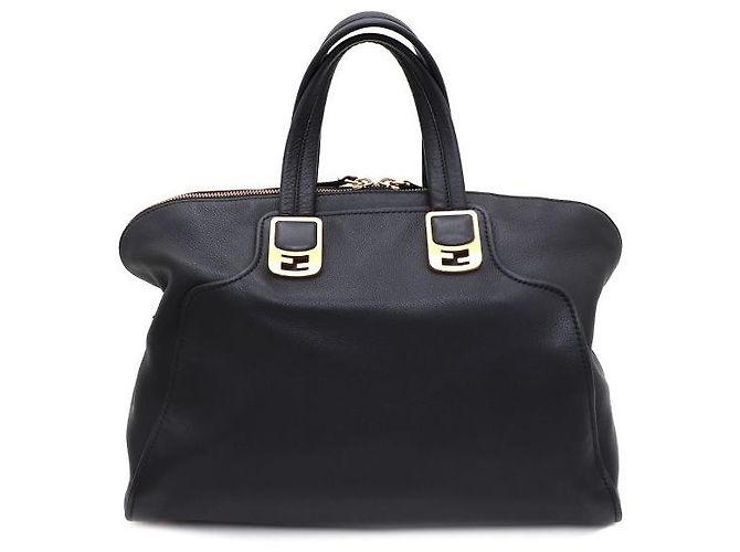 Fendi Borsa Tote e borsa a tracolla in pelle nera - vista 3