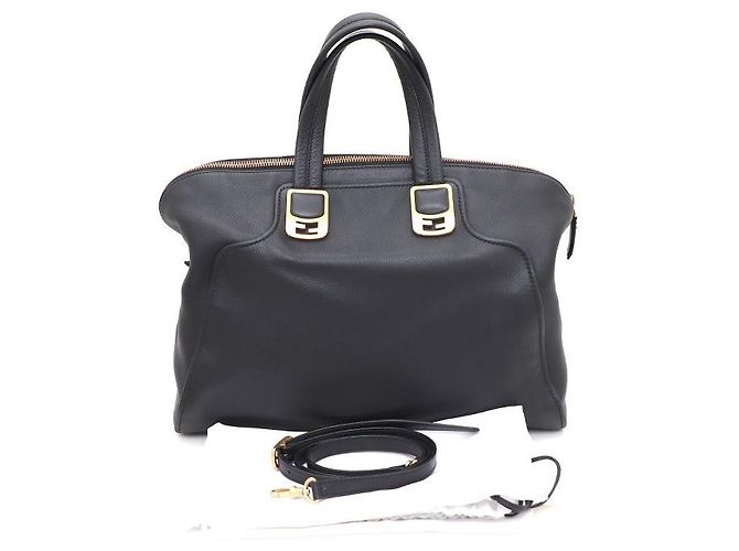Fendi Borsa Tote e borsa a tracolla in pelle nera - vista 9