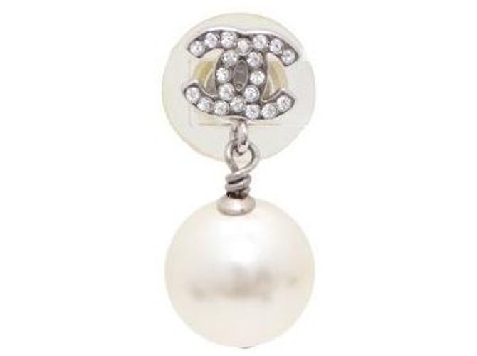 Chanel Pearl Drop Ohrringe Silber - Ansicht 2