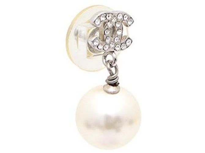 Chanel Pearl Drop Ohrringe Silber - Ansicht 3