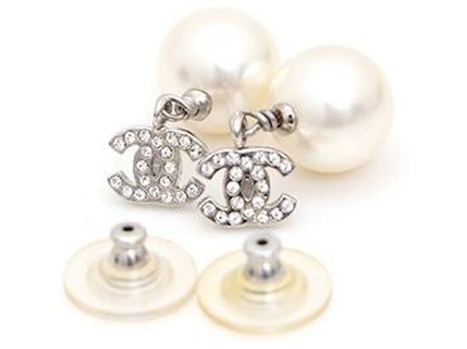 Chanel Pearl Drop Ohrringe Silber - Ansicht 4