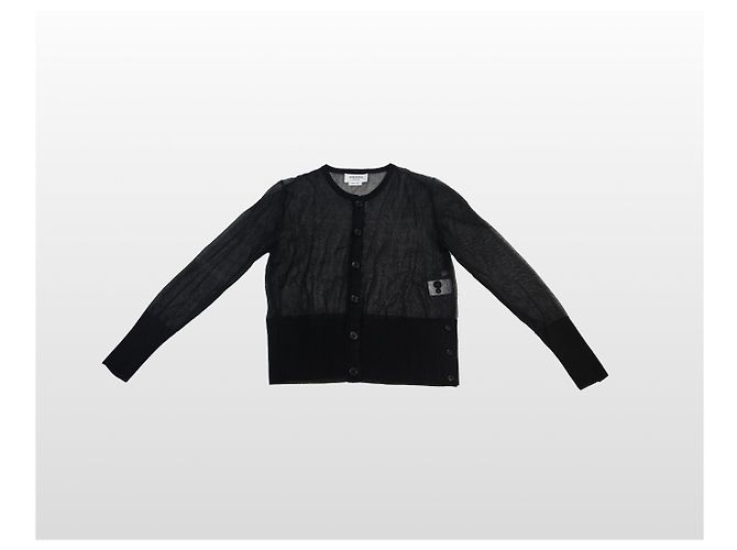 Thom Browne Seidener transparenter Cardigan mit Rundhalsausschnitt Schwarz Größe - Ansicht 12