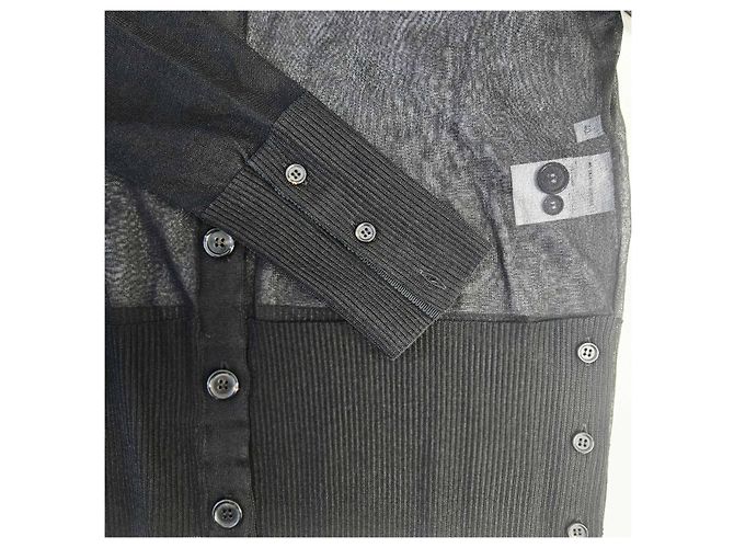 Thom Browne Seidener transparenter Cardigan mit Rundhalsausschnitt Schwarz Größe - Ansicht 21