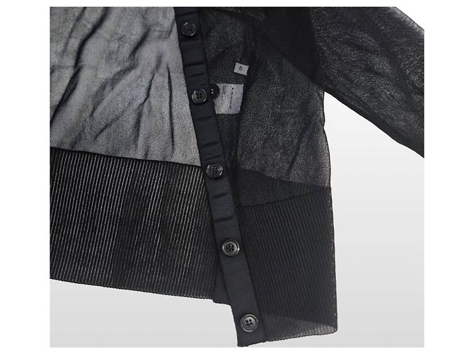 Thom Browne Seidener transparenter Cardigan mit Rundhalsausschnitt Schwarz Größe - Ansicht 6
