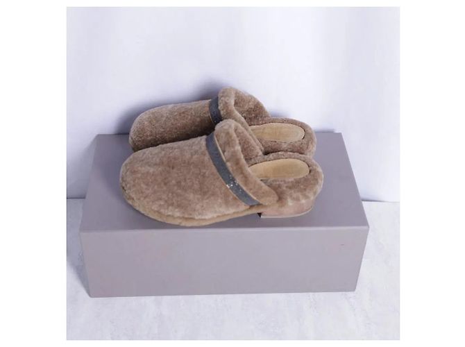 Brunello Cucinelli Shearling Clogs Braun - Ansicht 2