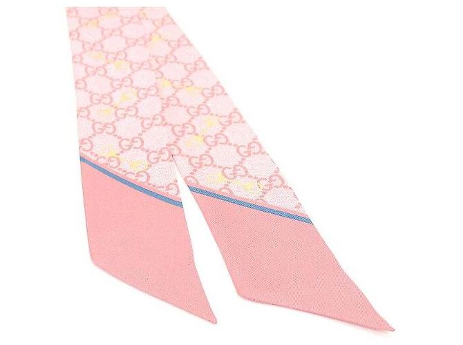 Gucci Foulard a fiocco in seta con stampa logo GG e horsebit - vista 3
