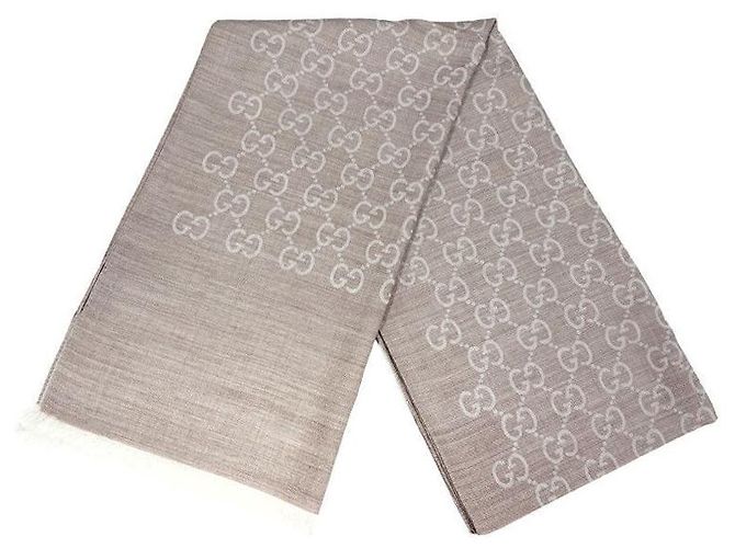 Gucci Sciarpa in lana e seta beige bicolore - vista 10