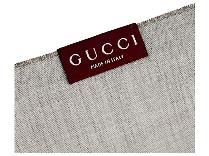Gucci Sciarpa in lana e seta beige bicolore - vista 14