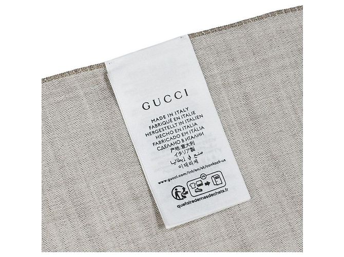 Gucci Sciarpa in lana e seta beige bicolore - vista 15