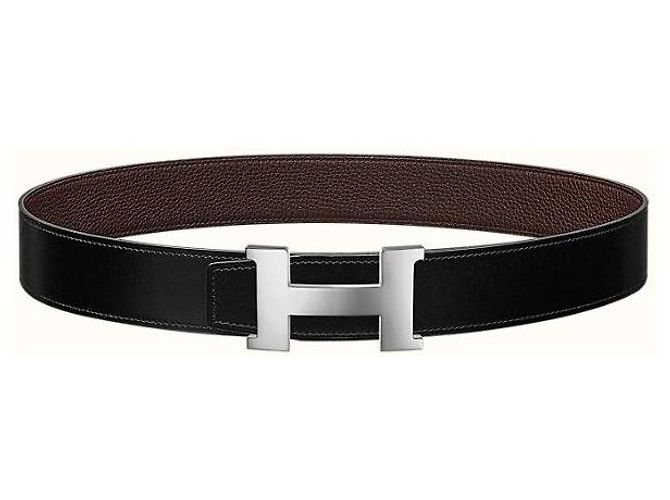 Hermès Wendegürtel Classic Black Brown Matte Silver stamp : - Ansicht 2