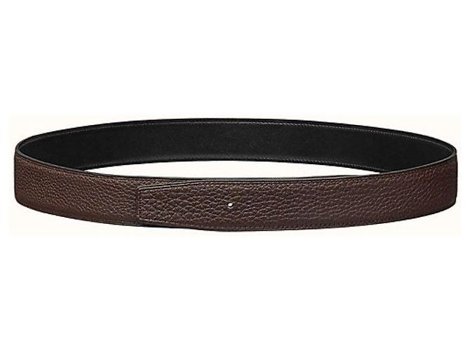 Hermès Wendegürtel Classic Black Brown Matte Silver stamp : - Ansicht 4