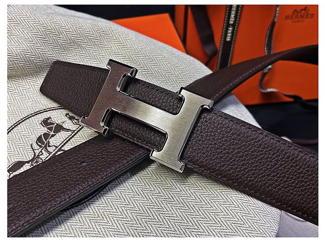 Hermès Wendegürtel Classic Black Brown Matte Silver stamp : - Ansicht 7