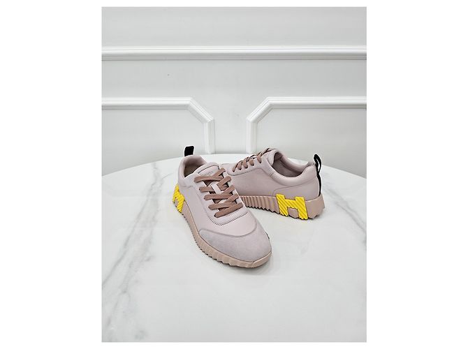 Hermès Sneakers Leather Bouncing Rose Poussin - vista 3